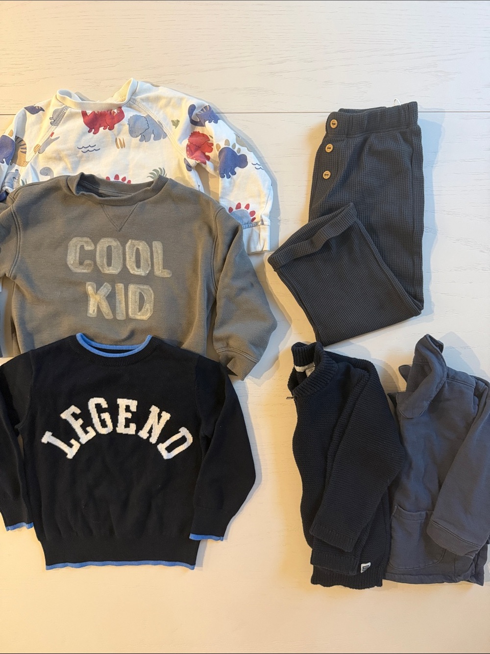 Toddler Boy 2T Fall Bundle 5 Sweatshirts Sweaters Waffle Pants